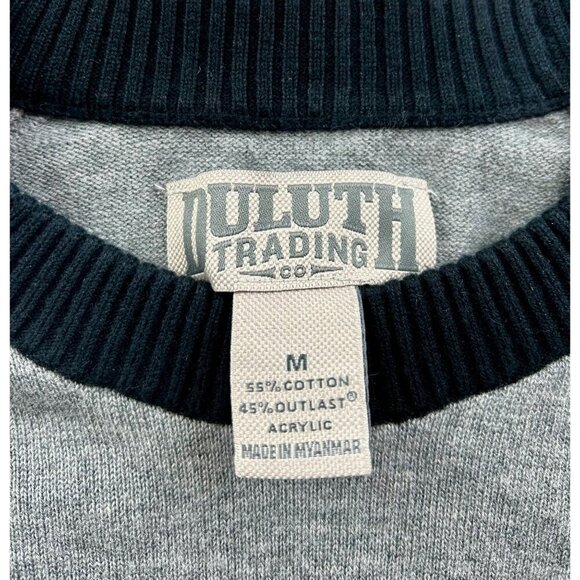 Duluth Trading Mens Gray&Black Raglan Crewneck Sweater M Cotton Outlast Acrylic - Picture 2 of 4